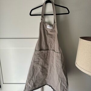 Williams Sonoma Taupe Linen-Blend Kitchen Apron with Front Pockets
